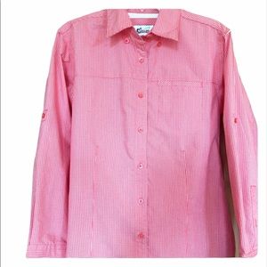 Women’s Oversized S Outdoor Fishing Hiking Camping Vented Button Shirt Gingham